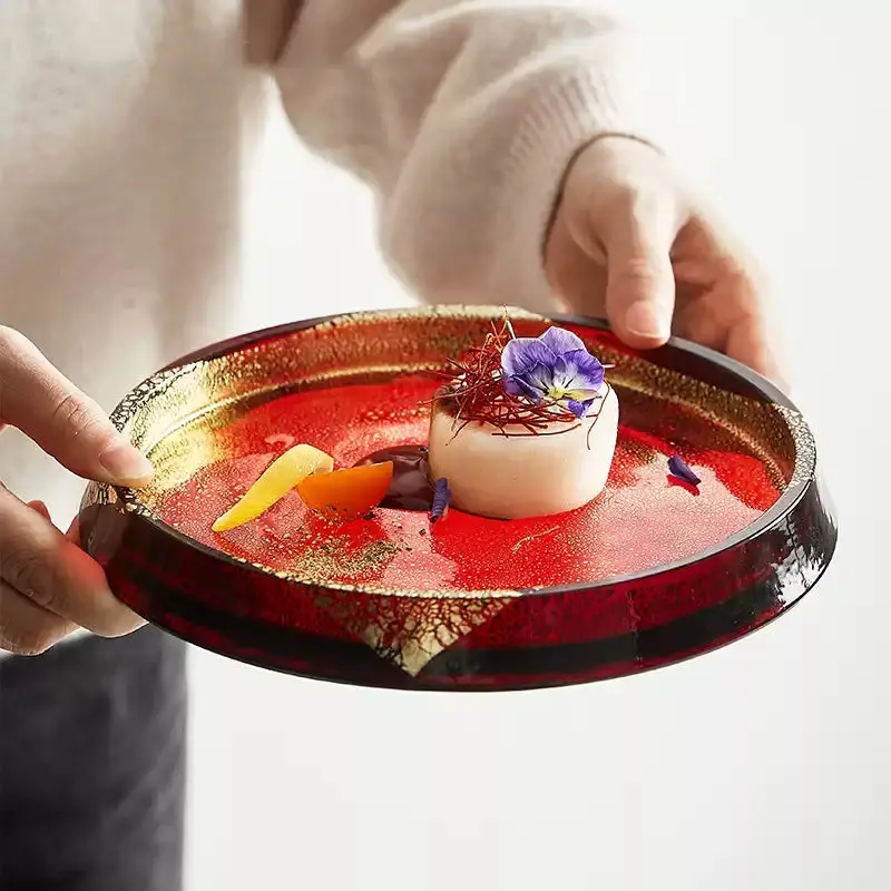 Toyo-Sasaki Gold Leaf Glass Plate Collection – Luxe Handcrafted Serving Platters 1