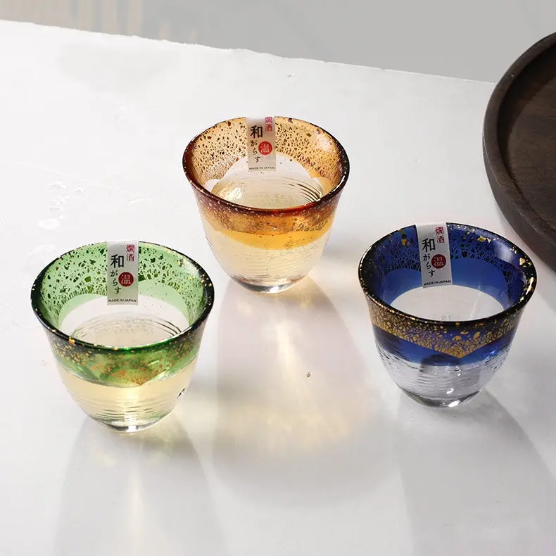 Toyo-Sasaki Kogei Sake Glasses With Gold Foil Detailing 1