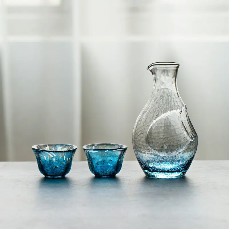 Toyo-Sasaki Sapphire Cold Sake Set – Deep Blue Handcrafted Japanese Drinkware 1