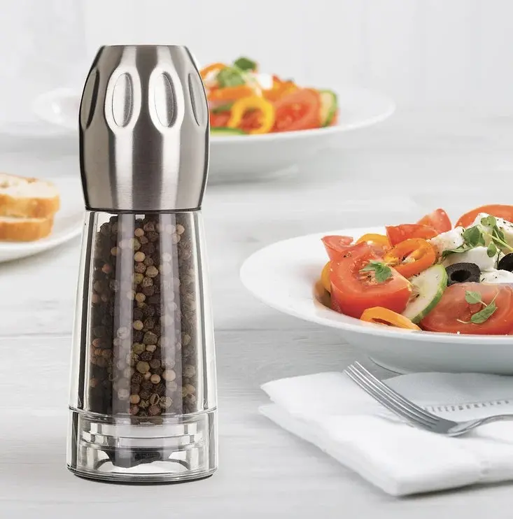 Trudeau Click Acrylic And Stainless Steel Pepper Mill – 6-Inch One-Touch Grinder 1