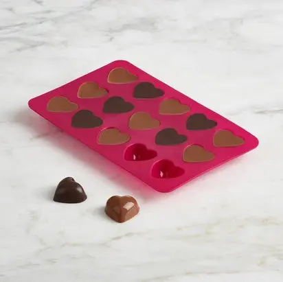 Trudeau Heart-Shaped Food-Safe Silicone Chocolate Molds (2) 1