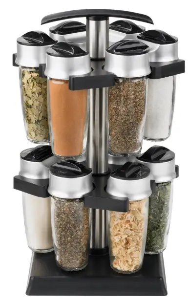 Trudeau Square Spice Carousel – 12-Bottle Capacity, Modern Design 1