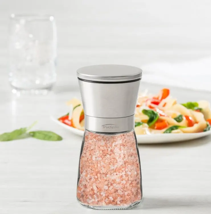 Trudeau Upside-Down Pink Himalayan Salt Grinder – 6-Inch Gravity-Fed Mill 1