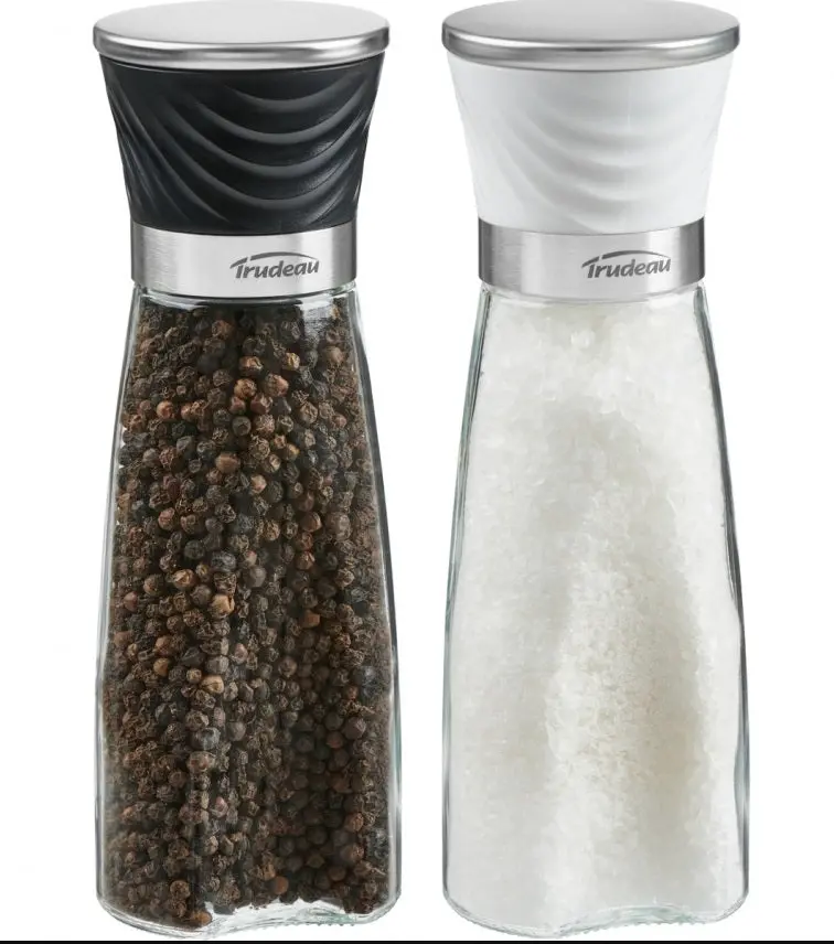 Trudeau Wave Black-And-White Salt And Pepper Mill Set – 8-Inch Pair 1