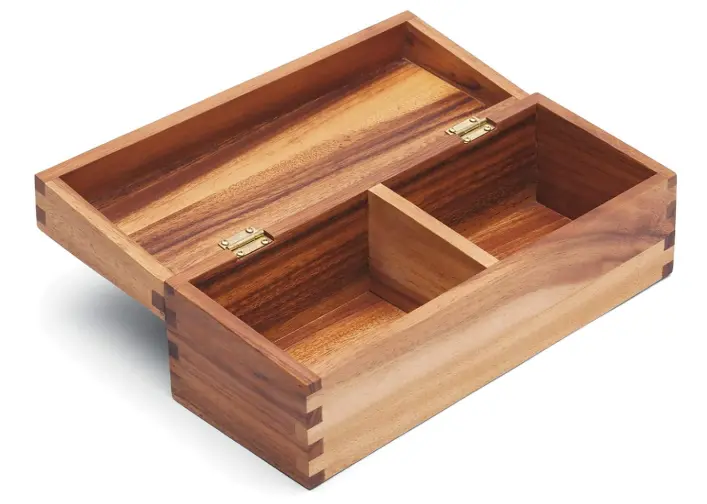 Two-Compartment Wooden Recipe Box – Holds Standard 3" X 5" Index Cards 1