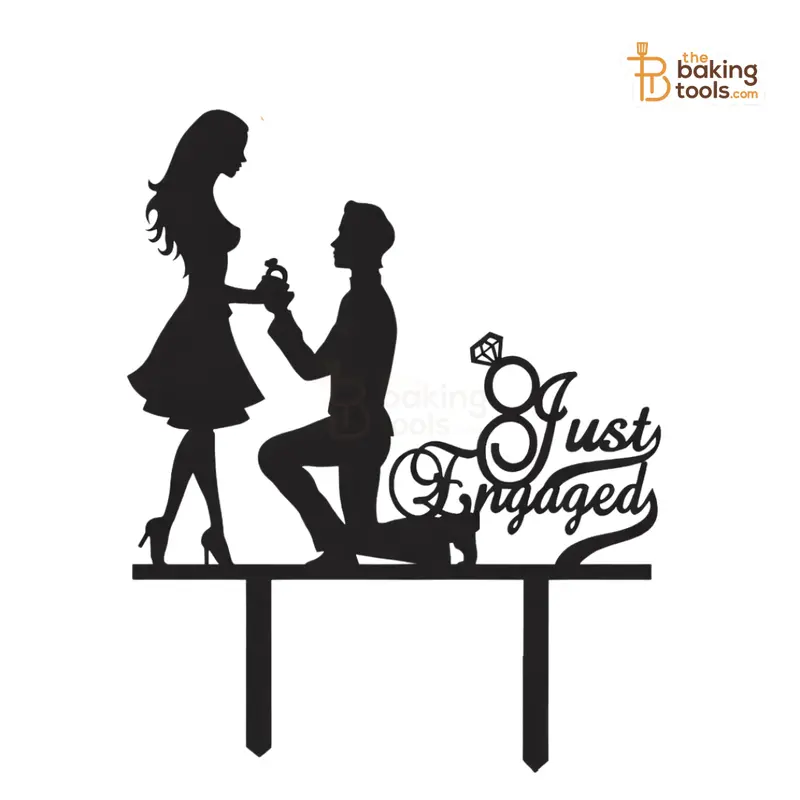 Two-Person Acrylic Engagement Topper – 'Just Engaged' Stylish Tag En-002 1