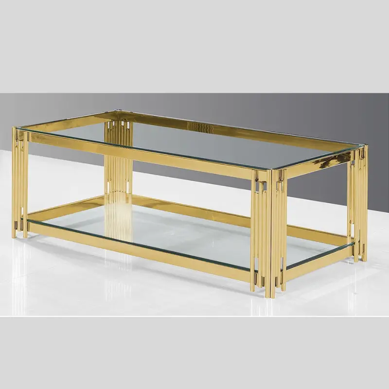 Two-Tier Glass Coffee Table With Floating Shelves 1