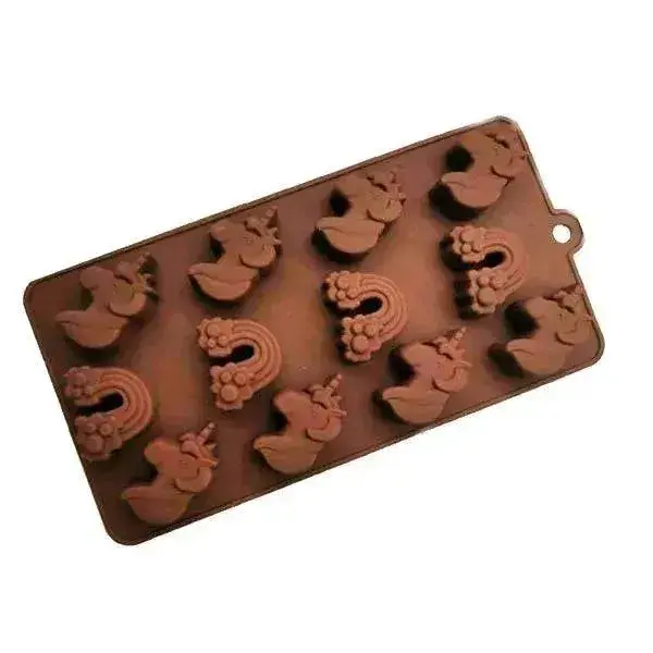 Unicorn And Rainbow Silicone Chocolate Mold – 12-Cavity Whimsical Set 1