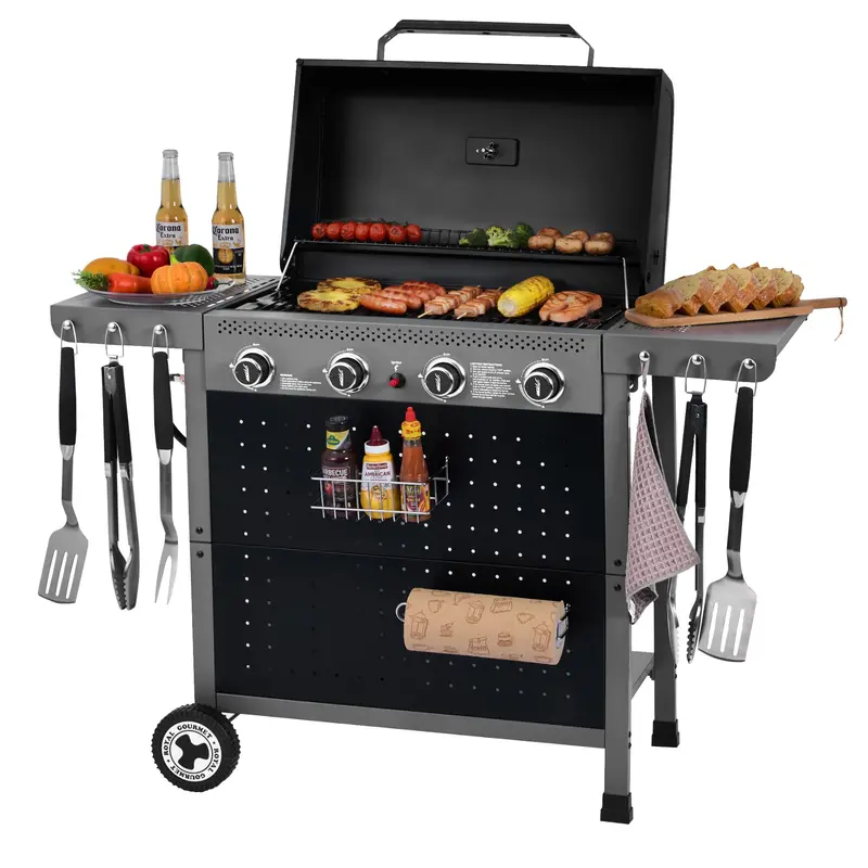 Versatile 4-Burner Gas Grill With Modular Pegboard Organizer — 500 Sq. In. 1