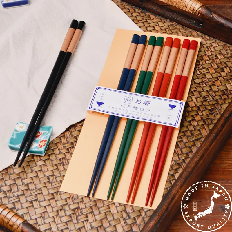 Vibrant Rainbow Wooden Chopsticks – Japanese Artisan Set Of 5 1