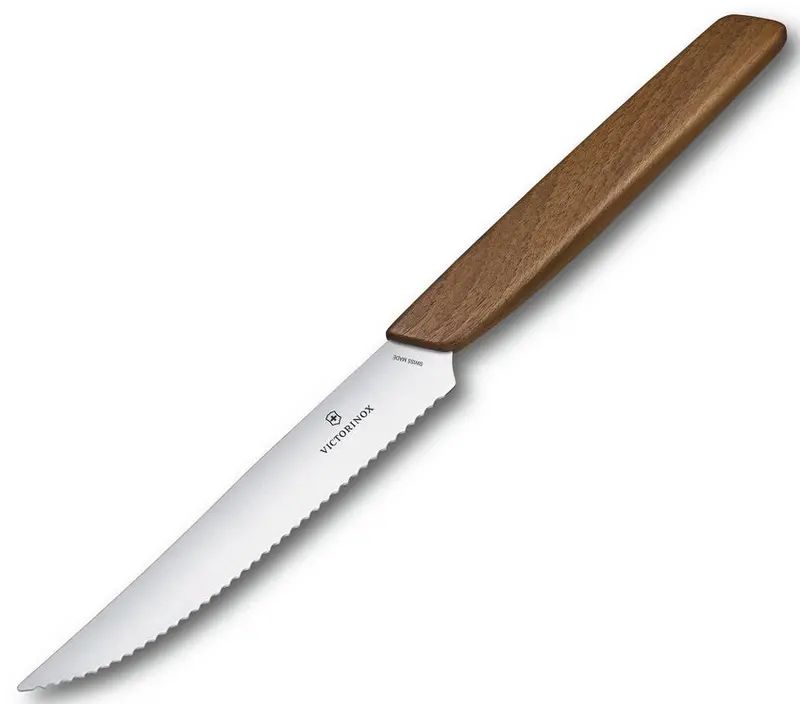 Victorinox Serrated Steak Knife Pair – Modern Walnut Design 1