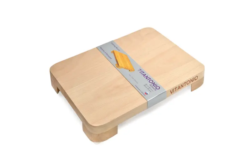 Vitantonio Beech Wood Footed Cutting Board – Compact, 30 × 22 Cm 1