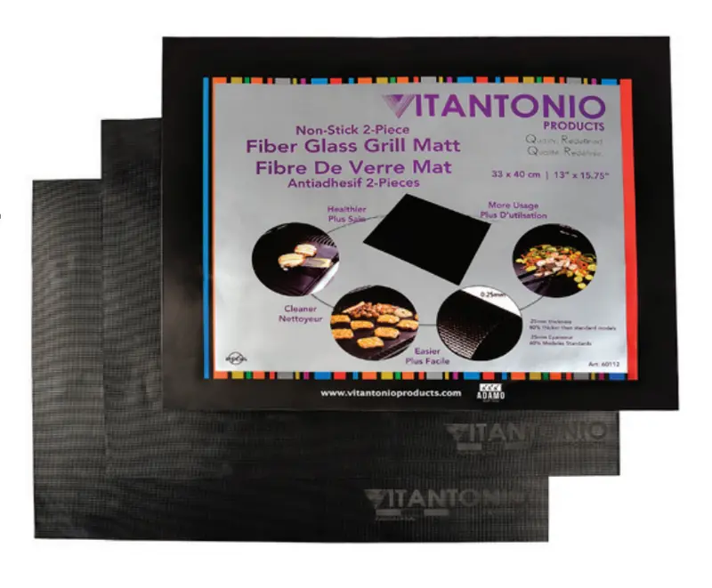Vitantonio Non-Stick Fiberglass Grill Mats – 2-Piece Set, 33 × 40 Cm 1