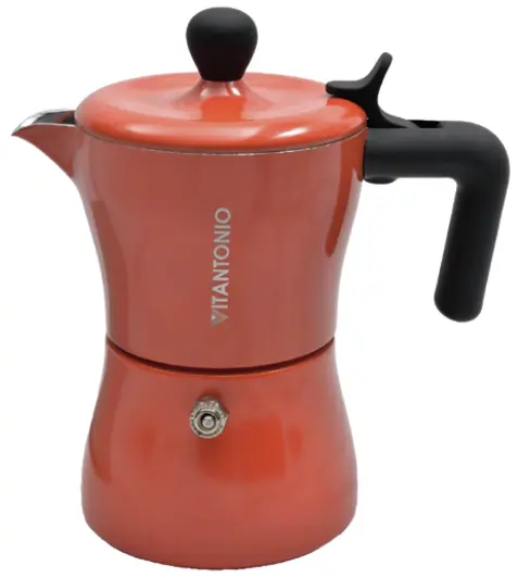 Vitantonio Pelle Rosa Red Espresso Maker – 3-Cup Aluminum Stovetop Moka Pot 1