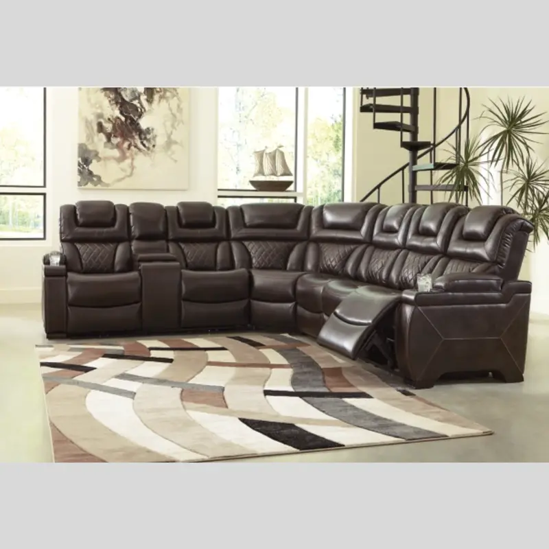 Warnerton Power Leather Sectional – 3-Piece Reclining Configuration 1