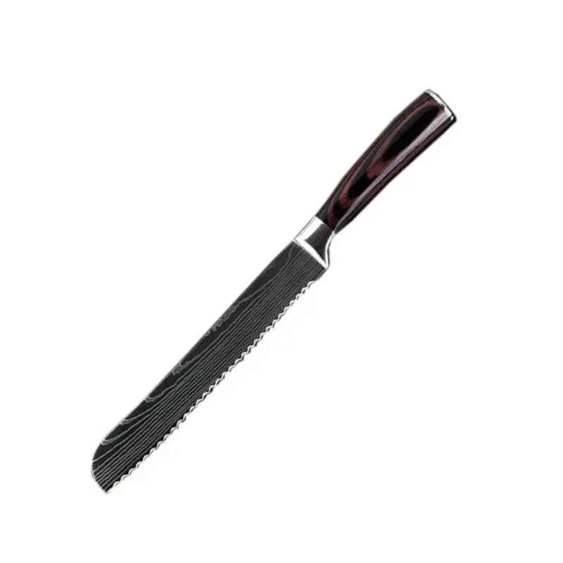 Wavy Damascus-Style Serrated Chef’S Knife 1