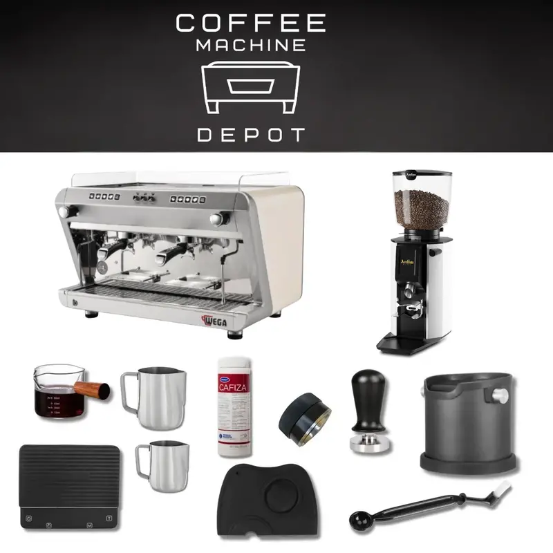 Wega Io Dual-Group Espresso Machine – White Bundle With Anfim Luna Grinder 1