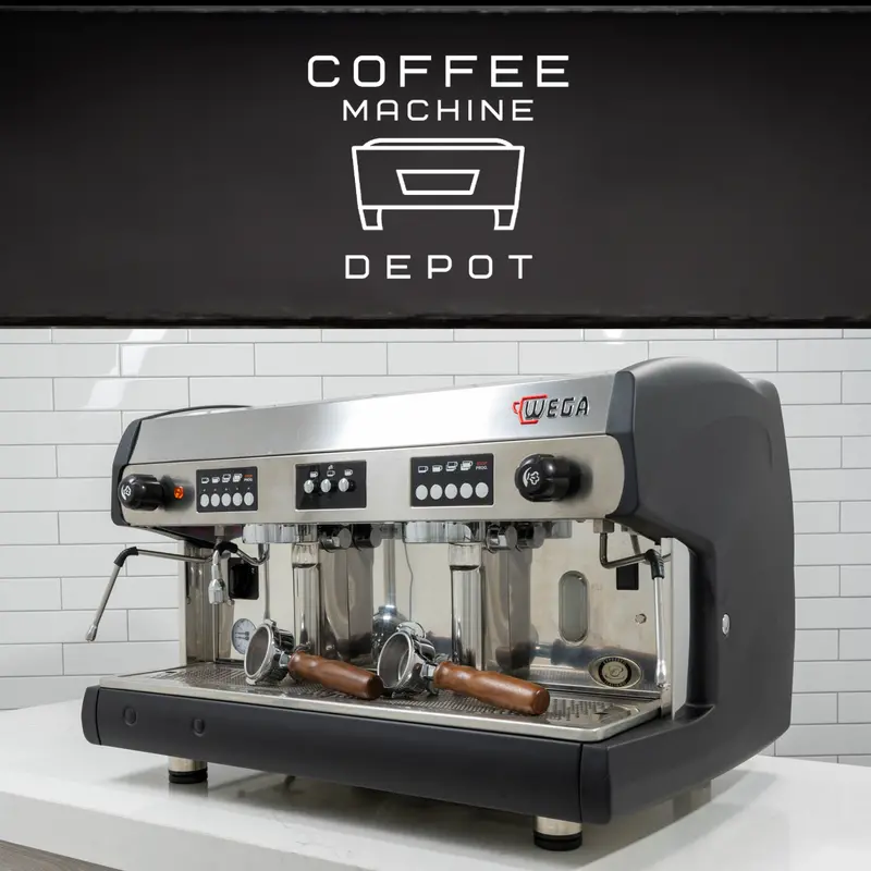 Wega Polaris Dual-Group Espresso Machine – Matte Black Cabinet With Wood Trim 1