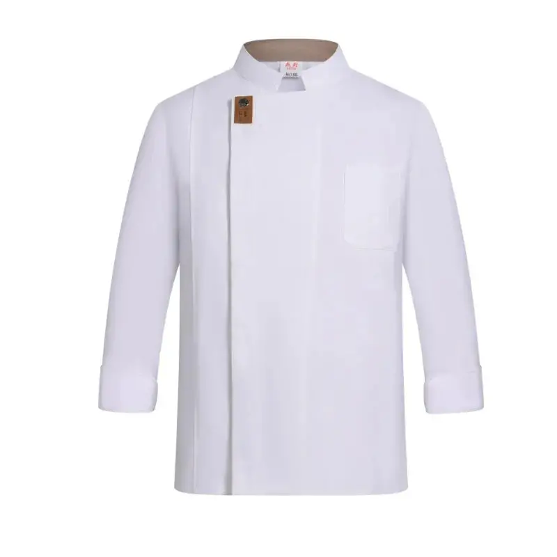 White Long-Sleeve Double-Breasted Kitchen Jacket 1