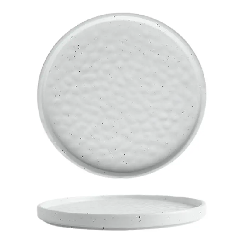 White Ribbed Stoneware Dinner Plate 1
