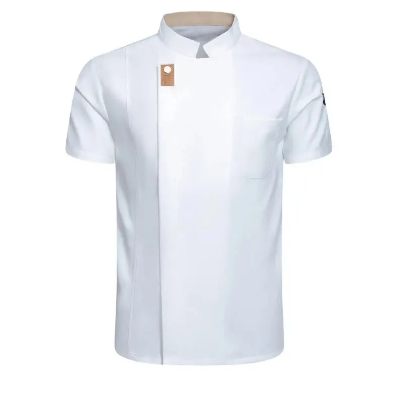 White Short-Sleeve Double-Breasted Chef Coat 1