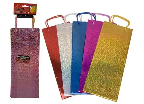 Whizztech Holographic Wine Bottle Gift Bags – 12-Piece Assorted Color Set 1