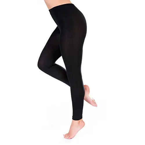 Women'S Opaque Thermal Leggings – Winter-Weight Black Tights In Small, Medium & Large Sizes 1