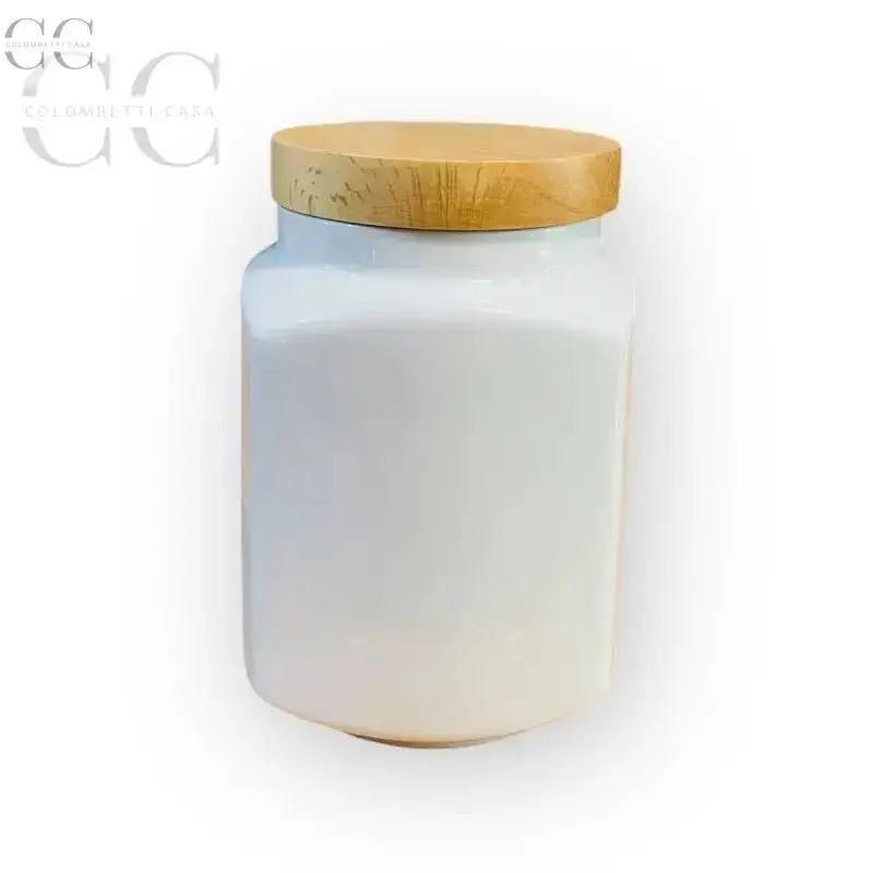 Wood-Lid White Porcelain Storage Jar – Happy Kitchen Design 1
