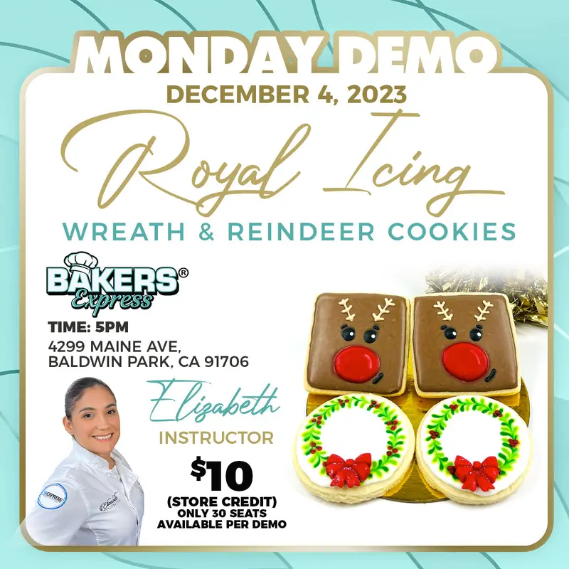 Wreath & Reindeer Royal Icing Cookie Demo – Live Class On Dec 12, 2023 At 5 Pm 1