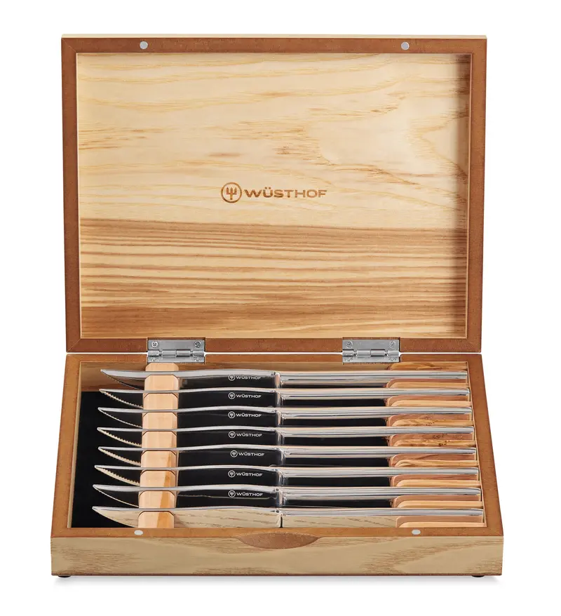 Wüsthof Mignon Steak Knife Set – 8-Piece Stainless Steel Knives In Olivewood Presentation Box 1