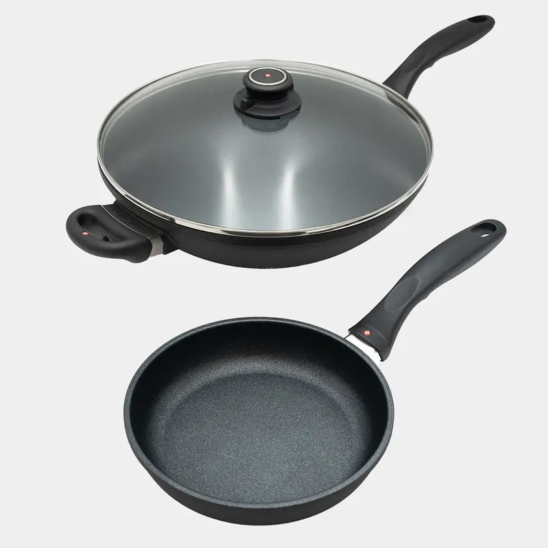 Xd 2-Piece Wok & Fry Pan Set – 8" Pan + 12.5" Glass-Lid Wok 1