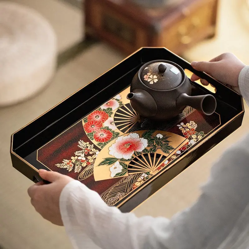 Yamanaka Shikki Senbu Tray – Handcrafted Traditional Japanese Lacquer Tray 1
