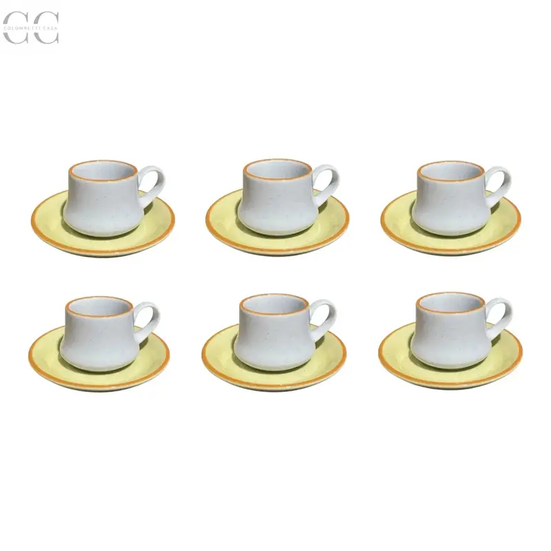 Yellow Espresso Cup And Saucer Set – Mancioli Porcelain 1
