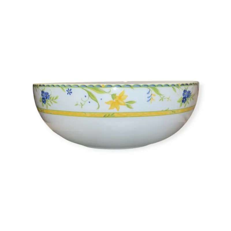 Yellow-Green Decorated Limoges Porcelain Salad Bowl 1