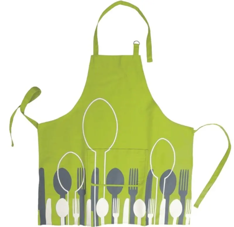 Ziczac Green Spoon-Embellished Culinary Apron 1